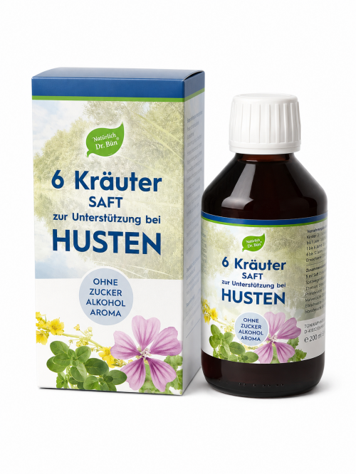 6 KRÄUTER HUSTENSAFT  VEGAN Dr BUN 200 ml